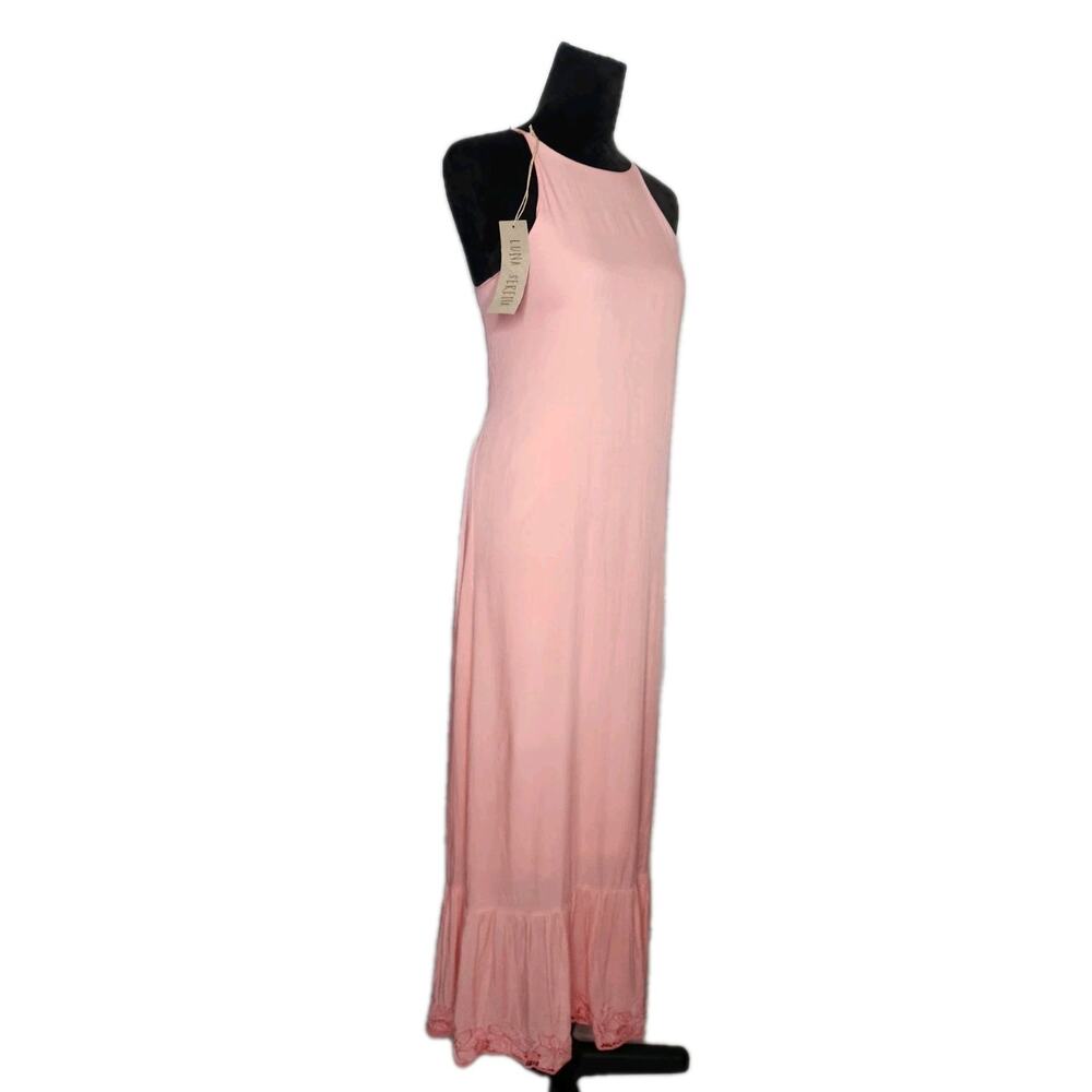 Nwt Luna Serena Handmade Boho Pink Maxi Dress Lace Up Back M Read!! - Picture 2 of 10